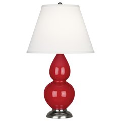 Ruby Red Small Double Gourd Accent Lamp in Ruby Red Glazed Ceramic Color
