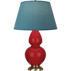 Ruby Red Double Gourd Table Lamp in Ruby Red Glazed Ceramic Color