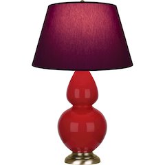 Ruby Red Double Gourd Table Lamp in Ruby Red Glazed Ceramic Color