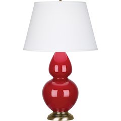 Ruby Red Double Gourd Table Lamp in Ruby Red Glazed Ceramic Color