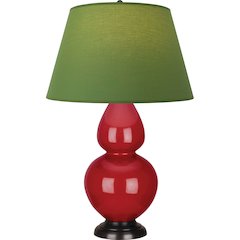 Ruby Red Double Gourd Table Lamp in Ruby Red Glazed Ceramic Color