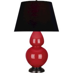 Ruby Red Double Gourd Table Lamp in Ruby Red Glazed Ceramic Color