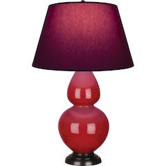 Ruby Red Double Gourd Table Lamp in Ruby Red Glazed Ceramic Color