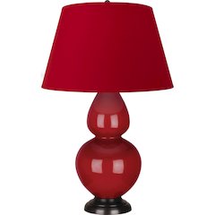 Ruby Red Double Gourd Table Lamp in Ruby Red Glazed Ceramic Color