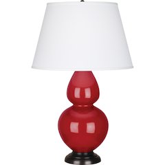 Ruby Red Double Gourd Table Lamp in Ruby Red Glazed Ceramic Color