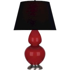 Ruby Red Double Gourd Table Lamp in Ruby Red Glazed Ceramic Color