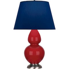 Ruby Red Double Gourd Table Lamp in Ruby Red Glazed Ceramic Color