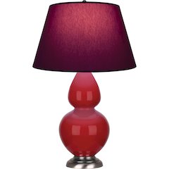 Ruby Red Double Gourd Table Lamp in Ruby Red Glazed Ceramic Color