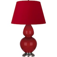 Ruby Red Double Gourd Table Lamp in Ruby Red Glazed Ceramic Color