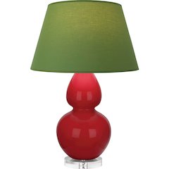 Ruby Red Double Gourd Table Lamp in Ruby Red Glazed Ceramic Color