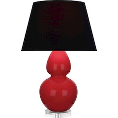 Ruby Red Double Gourd Table Lamp in Ruby Red Glazed Ceramic Color