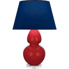 Ruby Red Double Gourd Table Lamp in Ruby Red Glazed Ceramic Color