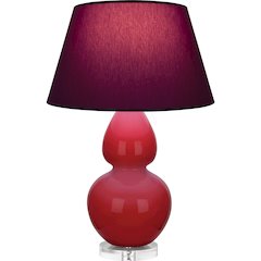 Ruby Red Double Gourd Table Lamp in Ruby Red Glazed Ceramic Color