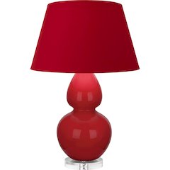 Ruby Red Double Gourd Table Lamp in Ruby Red Glazed Ceramic Color