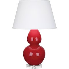 Ruby Red Double Gourd Table Lamp in Ruby Red Glazed Ceramic Color