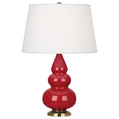 Ruby Red Small Triple Gourd Accent Lamp in Ruby Red Glazed Ceramic Color