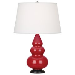 Ruby Red Small Triple Gourd Accent Lamp in Ruby Red Glazed Ceramic Color