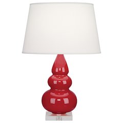 Ruby Red Small Triple Gourd Accent Lamp in Ruby Red Glazed Ceramic Color