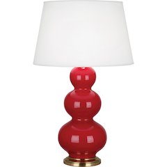 Ruby Red Triple Gourd Table Lamp in Ruby Red Glazed Ceramic Color