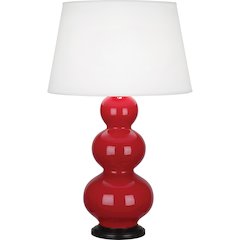 Ruby Red Triple Gourd Table Lamp in Ruby Red Glazed Ceramic Color