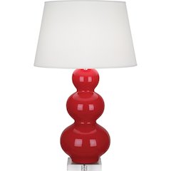 Ruby Red Triple Gourd Table Lamp in Ruby Red Glazed Ceramic Color