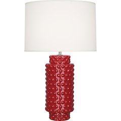 Ruby Red Dolly Table Lamp in Ruby Red Glazed Textured Ceramic Color