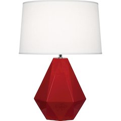 Ruby Red Delta Table Lamp in Ruby Red Glazed Ceramic Color