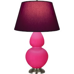 Razzle Rose Double Gourd Table Lamp in Razzle Rose Glazed Ceramic Color