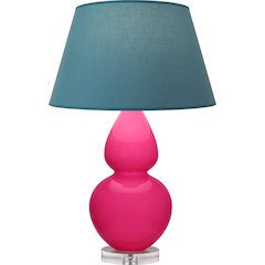 Razzle Rose Double Gourd Table Lamp in Razzle Rose Glazed Ceramic Color