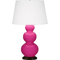 Razzle Rose Triple Gourd Table Lamp in Razzle Rose Glazed Ceramic Color