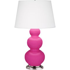 Razzle Rose Triple Gourd Table Lamp in Razzle Rose Glazed Ceramic Color