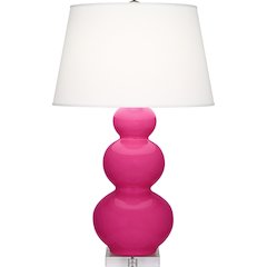 Razzle Rose Triple Gourd Table Lamp in Razzle Rose Glazed Ceramic Color