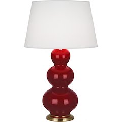 Sangria Triple Gourd Table Lamp in Sangria Glazed Ceramic Color