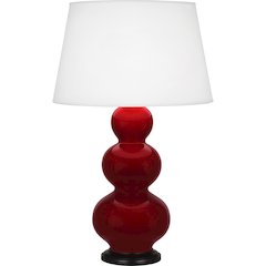 Sangria Triple Gourd Table Lamp in Sangria Glazed Ceramic Color
