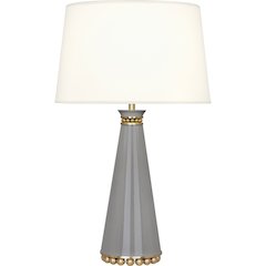 Pearl Table Lamp in Smoky Taupe Lacquered Paint And Modern Brass Accents Color