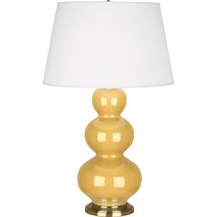 Sunset Triple Gourd Table Lamp in Sunset Yellow Glazed Ceramic Color