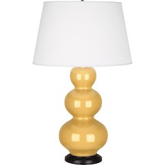 Sunset Triple Gourd Table Lamp in Sunset Yellow Glazed Ceramic Color