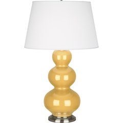 Sunset Triple Gourd Table Lamp in Sunset Yellow Glazed Ceramic Color