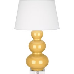 Sunset Triple Gourd Table Lamp in Sunset Yellow Glazed Ceramic Color