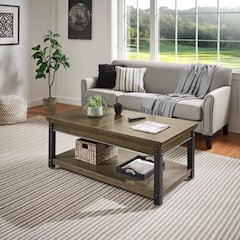 Antique Grey Finish Lift-Top Coffee Table