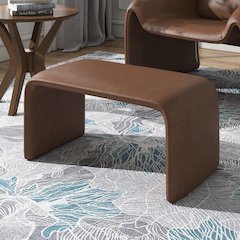 Brown Faux Leather Ottoman