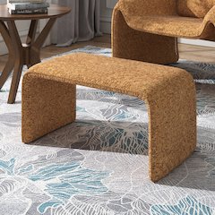 Orange Boucle Ottoman