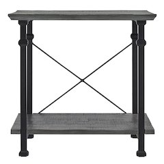 Grey Finish Metal Supports X-Frame End Table