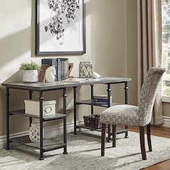 Grey Finish Metal & Poplar Writing Desk
