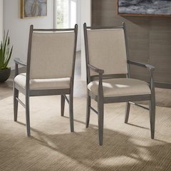Set of 2, Grey Finish Beige Fabric Arm Chair