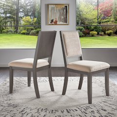 Set of 2, Grey Finish Cream Boucle Dining Chair