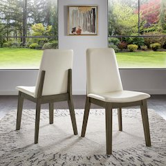 Set of 2, Grey Finish White Pvc Dining Chair