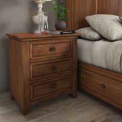 Oak Finish 3-Drawer Nightstand With 2 Sets Modular Storage Panels