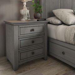 Antique Grey Finish 3-Drawer Nightstand With 2 Sets Modular Storage Panels