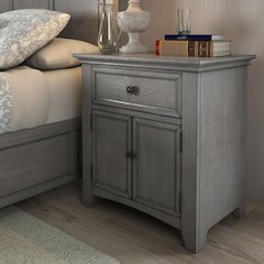 Antique Grey Finish 1-Drawer Cupboard Nightstand